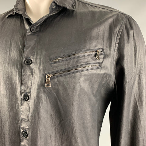 JOHN VARVATOS Taille S Chemise à manches longues en coton noir Cupro