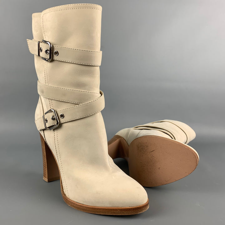 GIANVITO ROSSI Size 8.5 Cream Nubuck Suede Boots