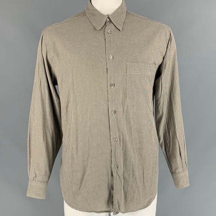 ERMENEGILDO ZEGNA Size L Taupe Geometric Cotton Button Down Long Sleeve Shirt