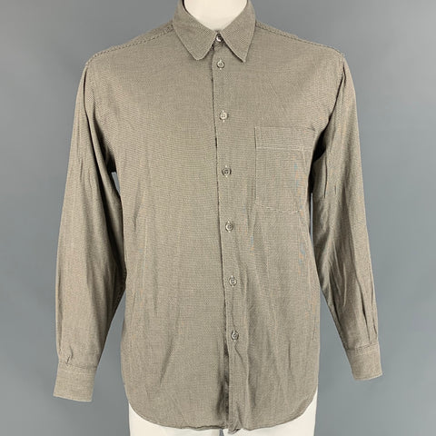 ERMENEGILDO ZEGNA Talla L Camisa de manga larga con botones de algodón geométrico color topo