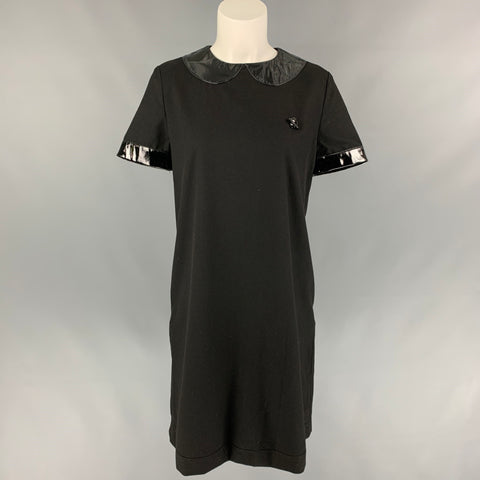 LOVE MOSCHINO Talla 4 Vestido recto de materiales mixtos de mezcla de poliéster negro