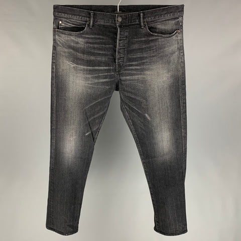 JOHN ELLIOTT Taille 38 Jean à braguette boutonnée en denim délavé noir