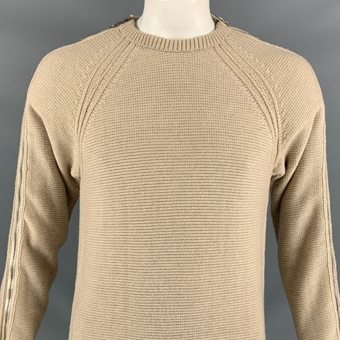 BURBERRY PRORSUM Size M Oatmeal Knitted Side Zipper Sweater