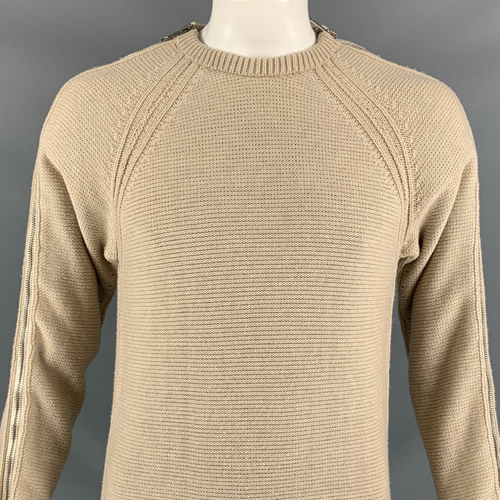 BURBERRY PRORSUM Suéter con cremallera lateral de punto color avena talla M