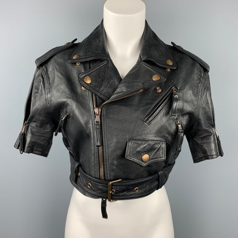 GAULTIER2 de JEAN PAUL GAULTIER Talla 8 Chaqueta de moto corta de cuero negro