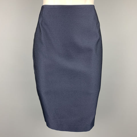 ESCADA Taille 6 Jupe crayon en coton / soie marine