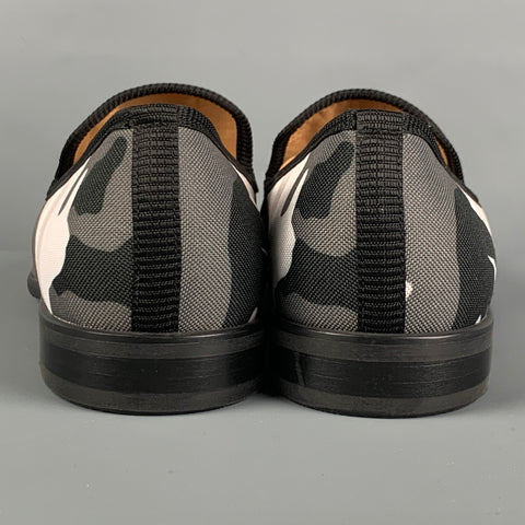 DUKE + DEXTER Size 11 Grey White Camouflage Canvas Slip On Loafers
