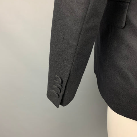 GIVENCHY Size 42 Black & Purple Wool Peak Lapel Sport Coat