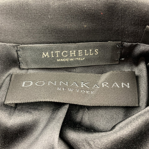 DONNA KARAN Size 2 Black Gabardine Wool Blend Jacket Blazer