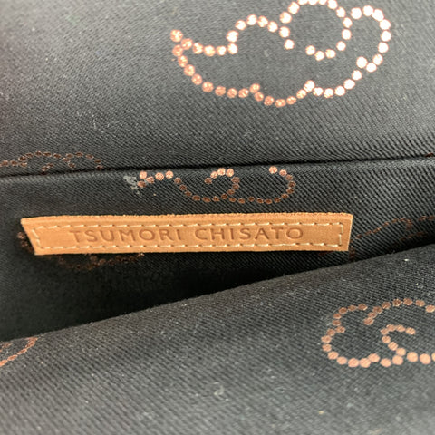 TSUMORI CHISATO Gold Copper Print Leather Goat Hair Trim Kiss Lock Bag
