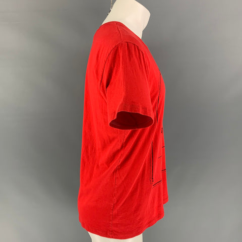GUCCI Talla M Camiseta de manga corta de algodón con logo Guccify rojo y blanco