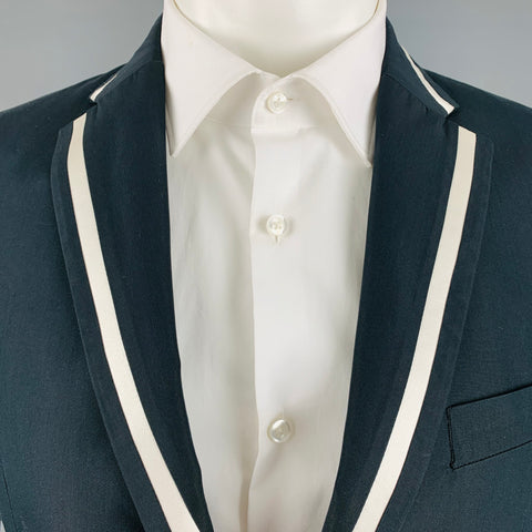 D&G by DOLCE & GABBANA Size 40 Black White Solid Cotton Blend Sport Coat