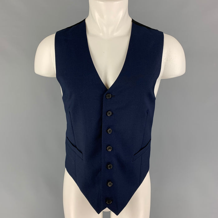 SANDRO Size 44 Navy Wool Mohair Buttoned Vest