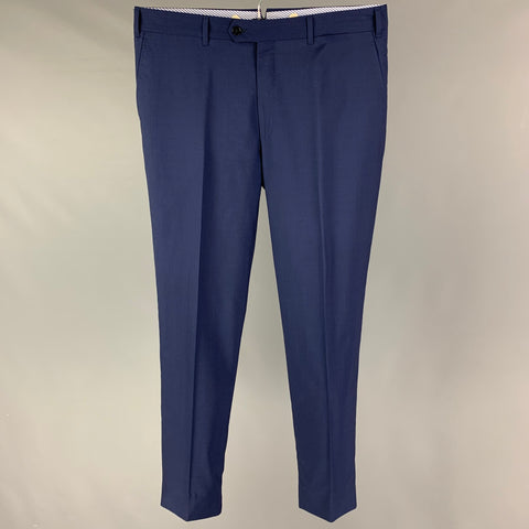 PAL ZILERI Size 36 Navy Wool Silk Flat Front Dress Pants