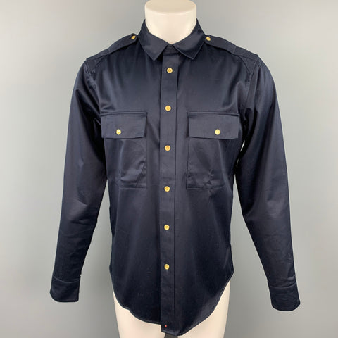 PAUL SMITH Red Ear Size M Navy Cotton Shirt Jacket Long Sleeve Shirt