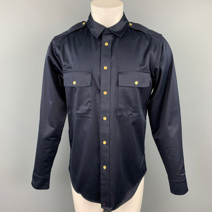 PAUL SMITH Oreja Roja Talla M Chaqueta Camisa Algodón Azul Marino Camisa Manga Larga