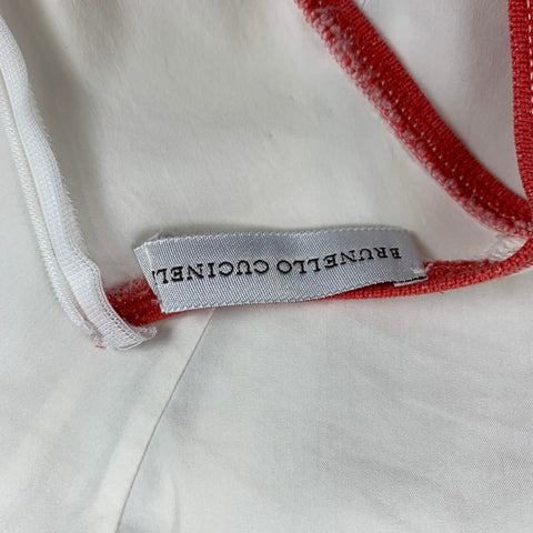 BRUNELLO CUCINELLI Taille S Haut décontracté en coton mélangé blanc et rouge