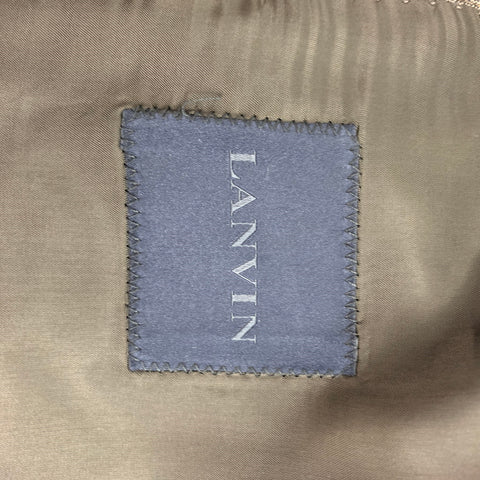 LANVIN Size 38 Grey Grid Wool Notch Lapel Suit