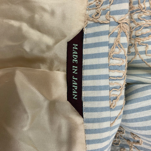 PAUL SMITH Size 44 Blue Beige Stripe Cotton Embroidered Sport Coat