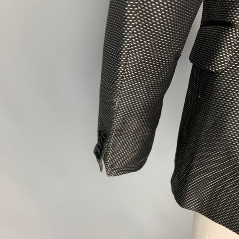 GUCCI Size 40 Grey Black Textured Rayon Blend Shawl Collar Sport Coat
