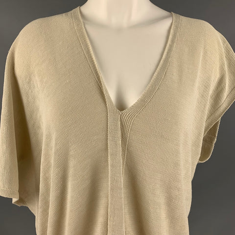 MARIA CORNEJO Size L Beige Linen Nylon Sleeveless Casual Top