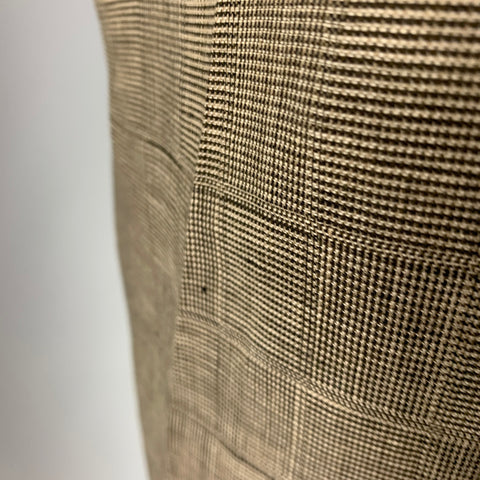 HERMES Size 24 Brown Beige Linen Plaid High Waisted Dress Pants