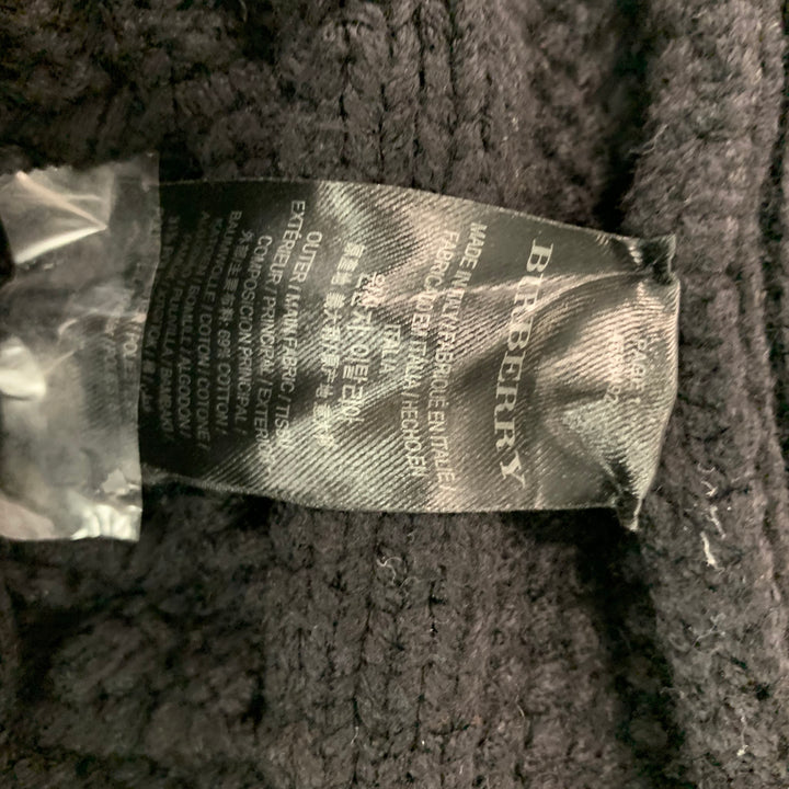 BURBERRY Size L Black Knitted Cotton Polyester Boat Neck Sweater