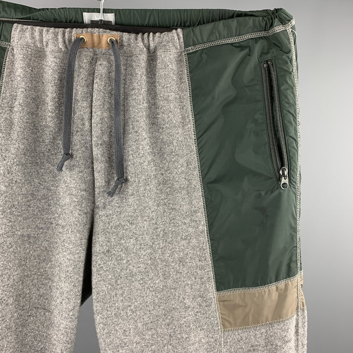KOLOR Size L Grey & Green Mixed Fabrics Wool / Cashmere Sweatpants