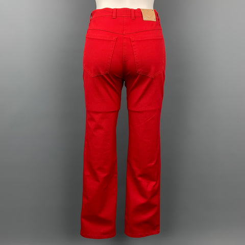 ESCADA Taille 4 Pantalon habillé en coton stretch rouge