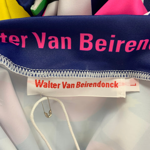 WALTER VAN BEIRENDONCK SS20 Size L Blue Pink Graphic Nylon Jersey Bike Top