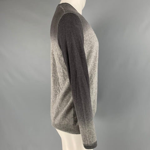 AUTUMN  CASHMERE Size M Grey Ombre Cashmere V-Neck Pullover