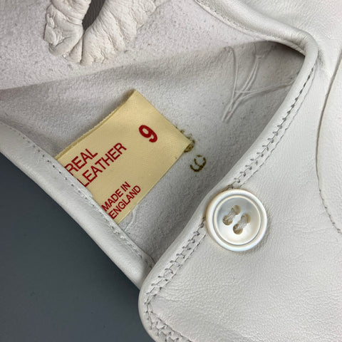 BUDD Size 9 White Leather Gloves