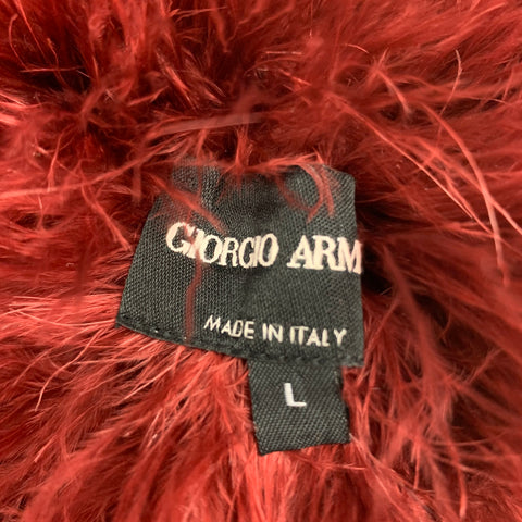 GIORGIO ARMANI Bufanda de plumas texturizadas burdeos