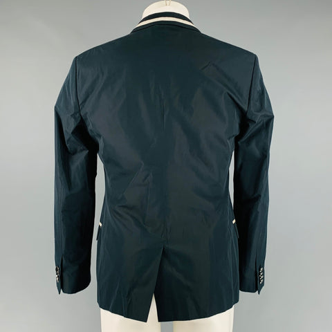 D&G by DOLCE & GABBANA Size 40 Black White Solid Cotton Blend Sport Coat
