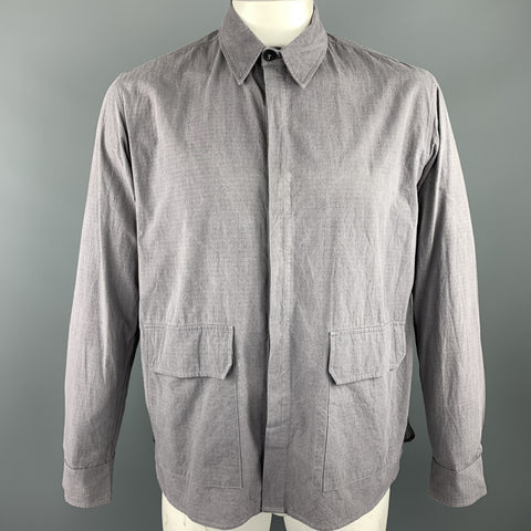 THE LOST EXPLORER Size L Gray Textured Organic Cotton Long Sleeve Shirt