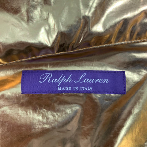 RALPH LAUREN Collection Size M Gold Cotton Metallic Zip & Snaps Jacket