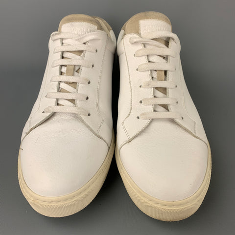 BRUNELLO CUCINELLI Taille 13 Baskets basses en cuir blanc