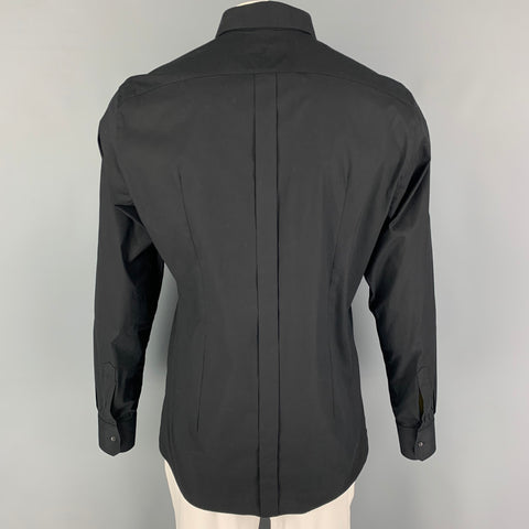 DOLCE & GABBANA Size L Black Cotton Blend Button Up Long Sleeve Shirt
