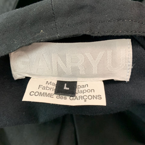 COMME des GARCONS Size L Black Cotton Open Collar Long Sleeve Shirt