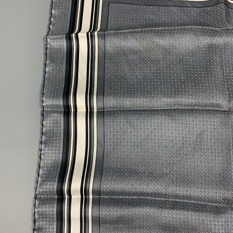 CHRISTIAN DIOR Grey Print Hand Rolled Square Scarf