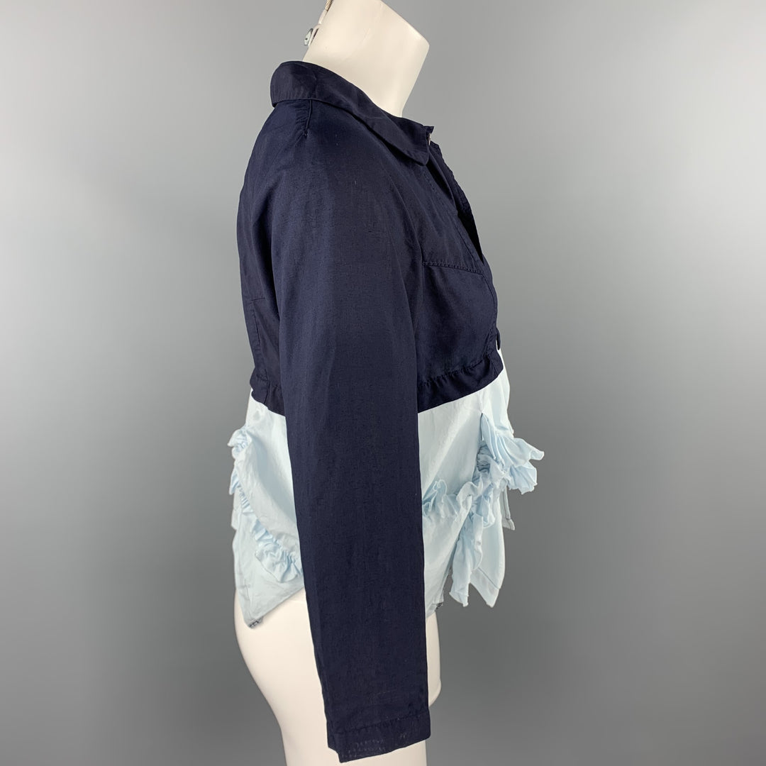 COMME des GARCONS Size XS Navy Cotton Blend Ruffled Dress Top