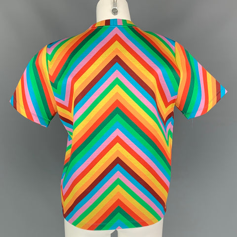 VALENTINO Taille S Pull boxy surdimensionné en coton imprimé chevron multicolore