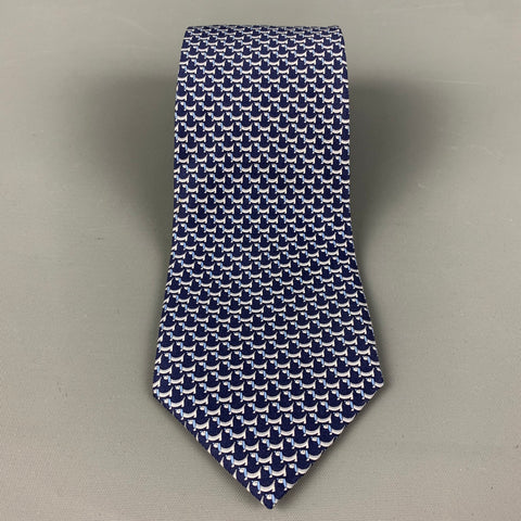 SALVATORE FERRAGAMO Navy "Wiener Dogs"  Silk Tie