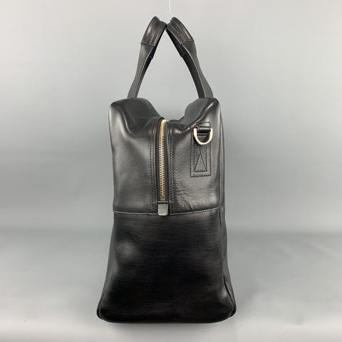 PAUL SMITH Black Leather Triple Handle Weekender Bag