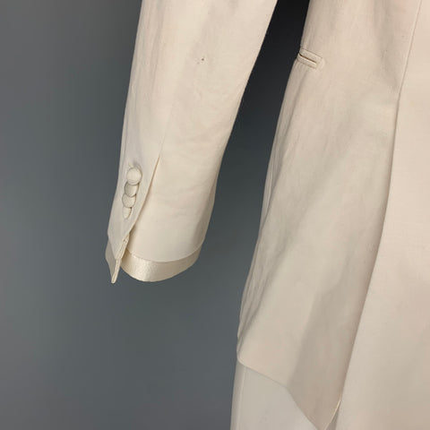 SUIT SUPPLY Size 40 Off White Cotton Linen Peak Lapel Sport Coat