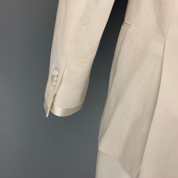 SUIT SUPPLY Size 40 Off White Cotton Linen Peak Lapel Sport Coat