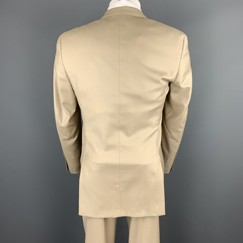 BURBERRY LONDON Size 36 Solid Tan Wool Notch Lapel Suit