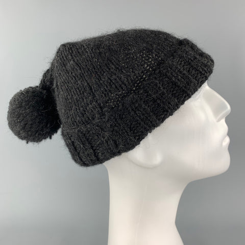 NICOLE FARHI Black Knitted Alpaca Beanie