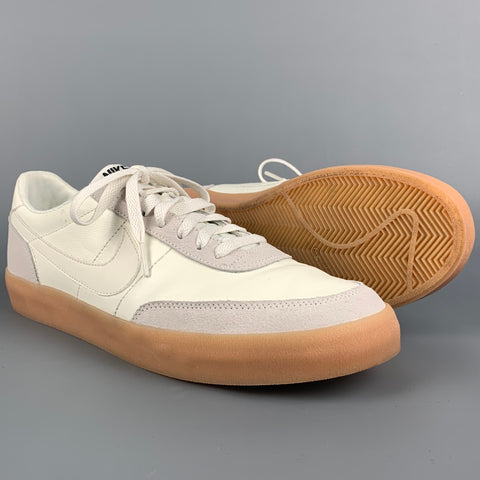 Zapatillas con cordones de cuero blanco y gris claro talla 11,5 NIKE
