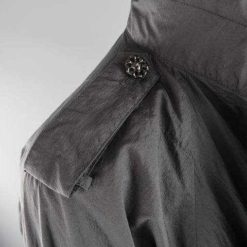 CHANEL Size 6 Black Double Breasted Balloon Sleeve Windbreaker Jacket